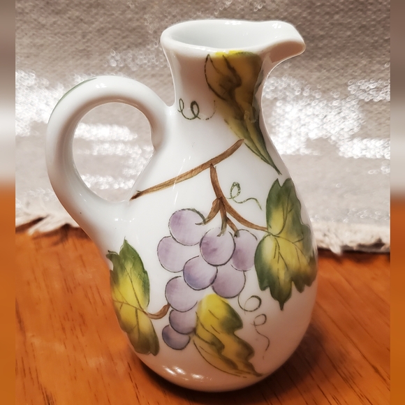 Andrea by Sadek Porcelain Oil / Vinegar Pitcher. Grape pattern - Picture 5 of 11